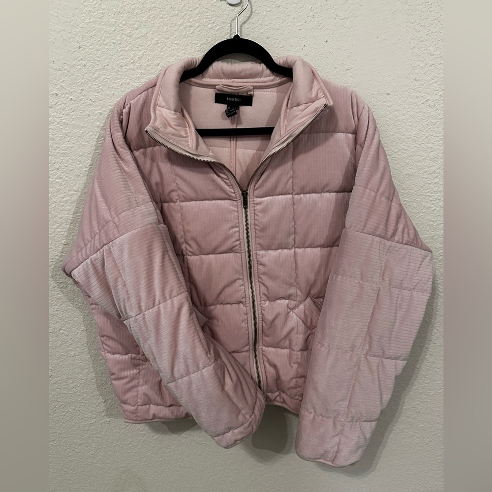 Forever 21 Velvet Quilted Puffer Jacket Size Large